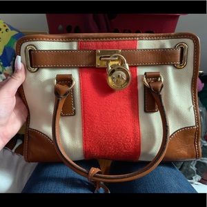 Canvas Michael kors purse and matching wallet